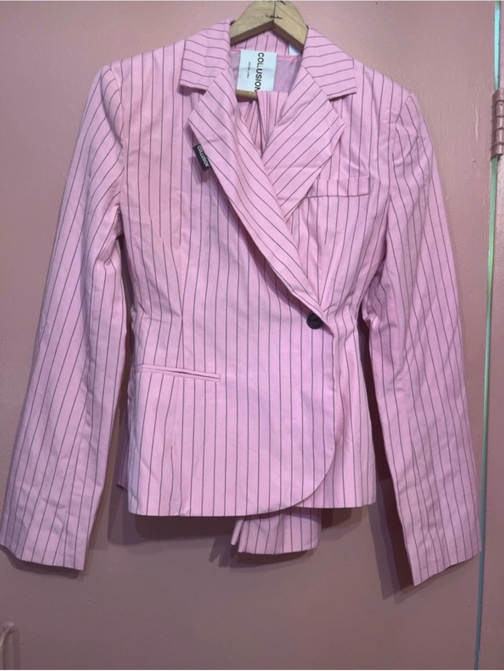 ASOS Pink Pinstripe Tailored Pantsuit - Picture 5 of 6